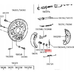 Podkładka sprężyny szczęk hamulcowy Hyundai Elantra 1990- OE 58398 44100