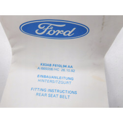 Zestaw - Pas Bezpieczeństwa Tył FORD Escort/Orion 1986-1999 OE 1638225