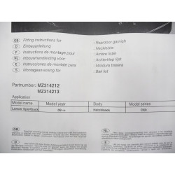 Osłona listwa klapy bagażnika Mitsubishi Lancer Sportback 09- OE MZ314213