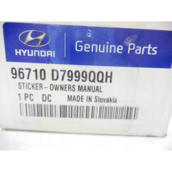 ZESTAW NAKLEJEK INSTRUKCJA OBSŁUGI HYUNDAI 96710 D7999QQH