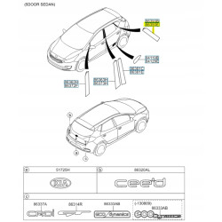 Naklejka drzwi lewy tył Kia Ceed II OE 86383 A2000