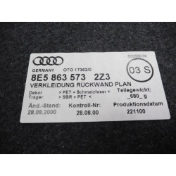 AUDI A4 B6 WYKŁADZINA BAGAŻNIKA OE 8E5863573