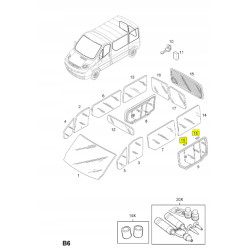 DYSTANS, SZYBA BOCZNA NADWOZIA OPEL VIVARO-A OE 4416487 93188401