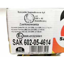 Zestaw szczęk hamulcowych, hamulec post. Sakura 602-05-4614 SAK 602-05-4614