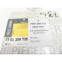 Zestaw klocków hamulcowych, hamulce tarczowe tył Megane II OE 7701209735