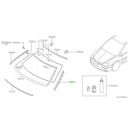 Listwa, uszczelka szyby czołowej lewa Nissan Almera Tino V10 OE 72763-BU400