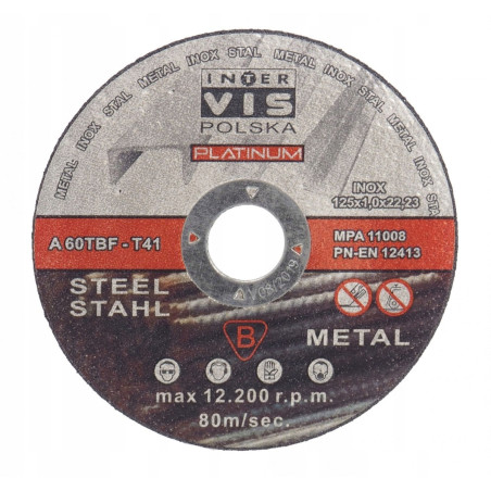 Tarcza do cięcia metalu 1x125x22 Inter Vis IV-125-10 CENA DOTYCZY 1 SZTUKI