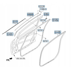 Uszczelka górna drzwi lewy przód Kia Cred 2012- OE 82150 A2000