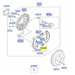 Sprężyna powrotna dolna tył, hamulce bębnowe Hyundai I10 OE 58312 1J600