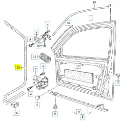 Uszczelka drzwi, wewnętrzna prawy przód VW Golf 2002 OE 1J3867366D