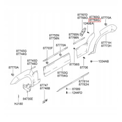 Listwa drzwi prawy tył Hyundai Terracan 2001- OE 87764 H1040