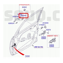 Uszczelka tylna klamki drzwi przód tył Hyundai IX20 2011- OE 82654 1P000