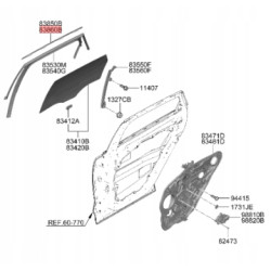 Listwa drzwi tylnych prawych górna Kia Niro 2017- OE 83860 G5000