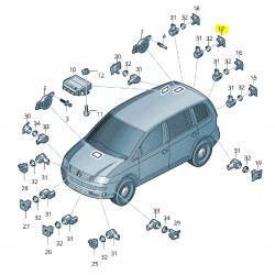 Uchwyt, czujnika parkowania prawy tył 2011 - 2015 VW Touran OE 1T0919492D