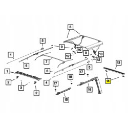 Uchwyt drążka klapy bagażnika, prawy - Mopar JEEP WRANGLER K55395760AE