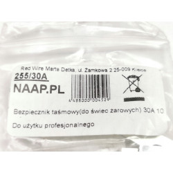 BEZPIECZNIK TAŚMOWY (DO ŚWIEC ŻAROWYCH) 30A NAAP 255/30A 496070