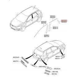 Taśma, listwa tylna drzwi lewy tył Hyundai I30 2007- OE 86383 2L000